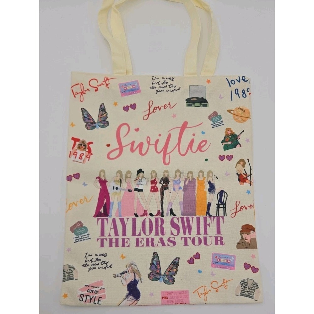 Taylor Swift Eras Tour Canvas Tote Bag Makeup Bag 2 Keychains 48 Stickers NEW - Picture 5 of 16